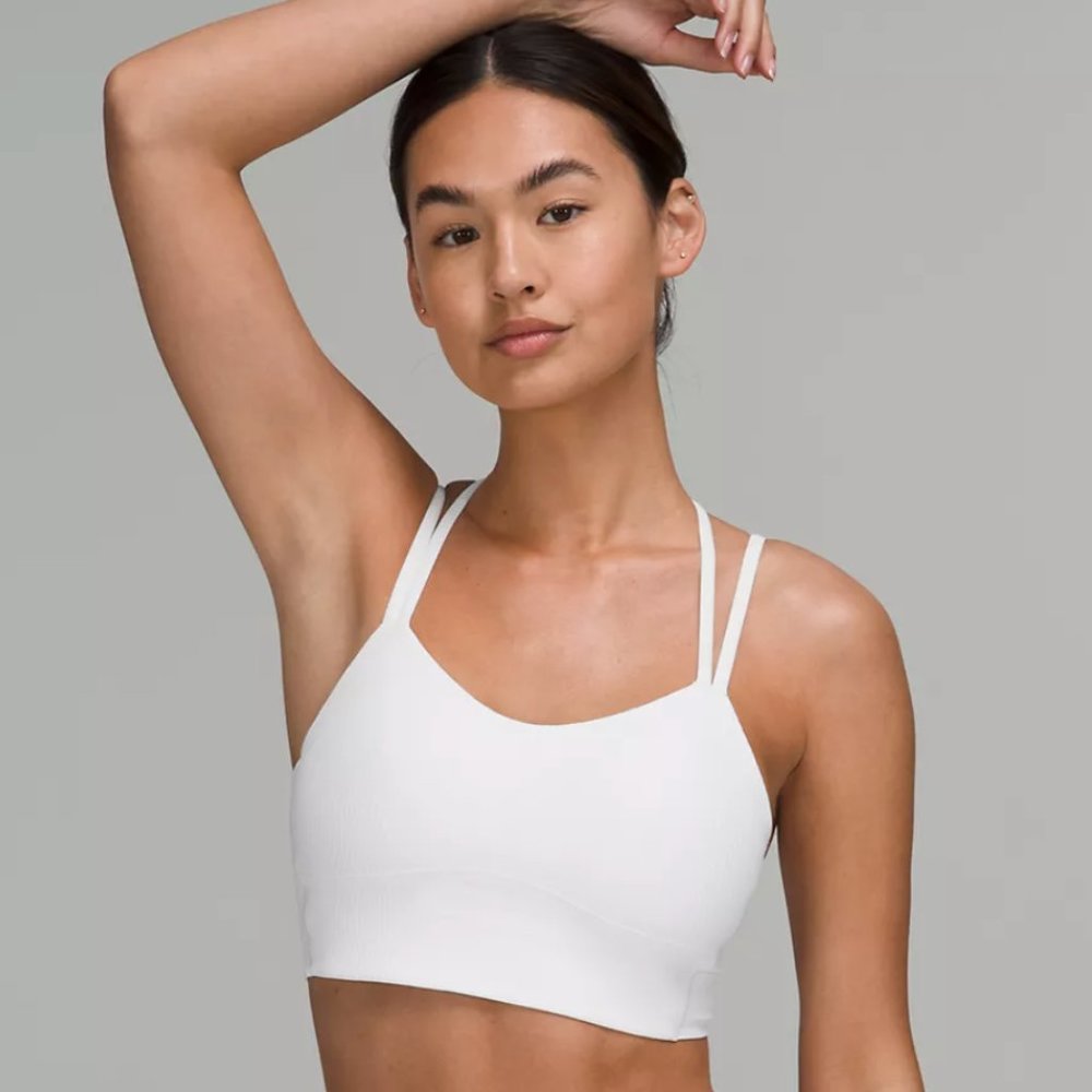 Like a Cloud Ribbed Longline Bra Light Support, D/DD Cup White